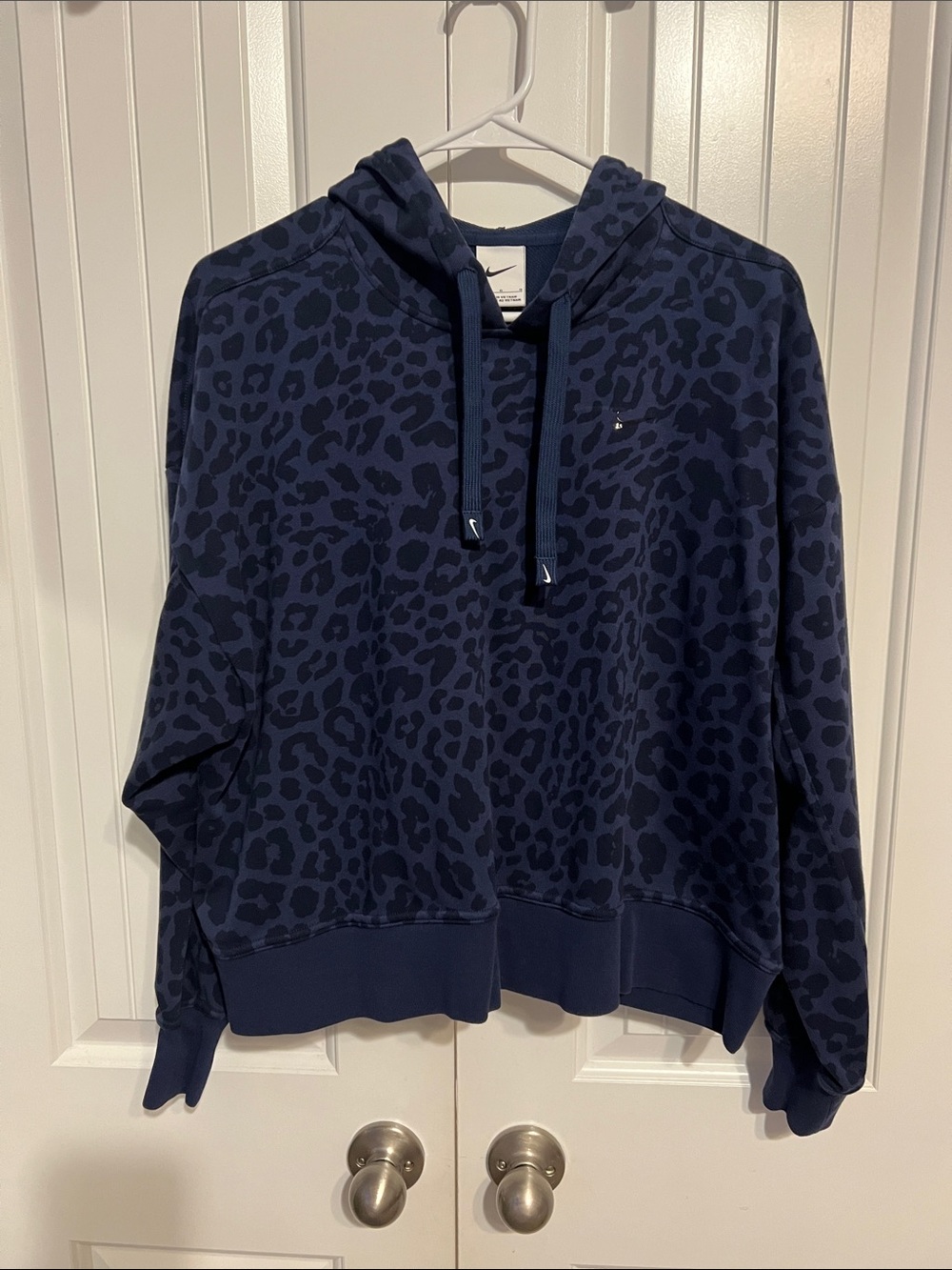 Nike Navy Blue Leopard-Print Pullover Hoodie
